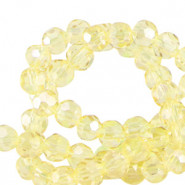 Faceted glass beads 4mm round Yellow flash-pearl shine coating